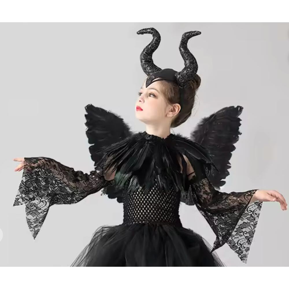 2/$30 Girl's Halloween Maleficent Devil Fallen Angel Costume Child One Size